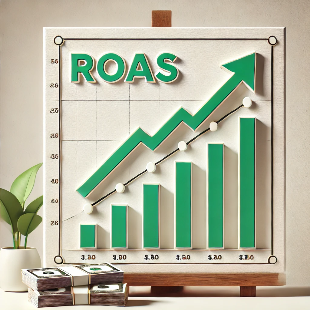 ROAS growth trend diagram showing upward performance over time